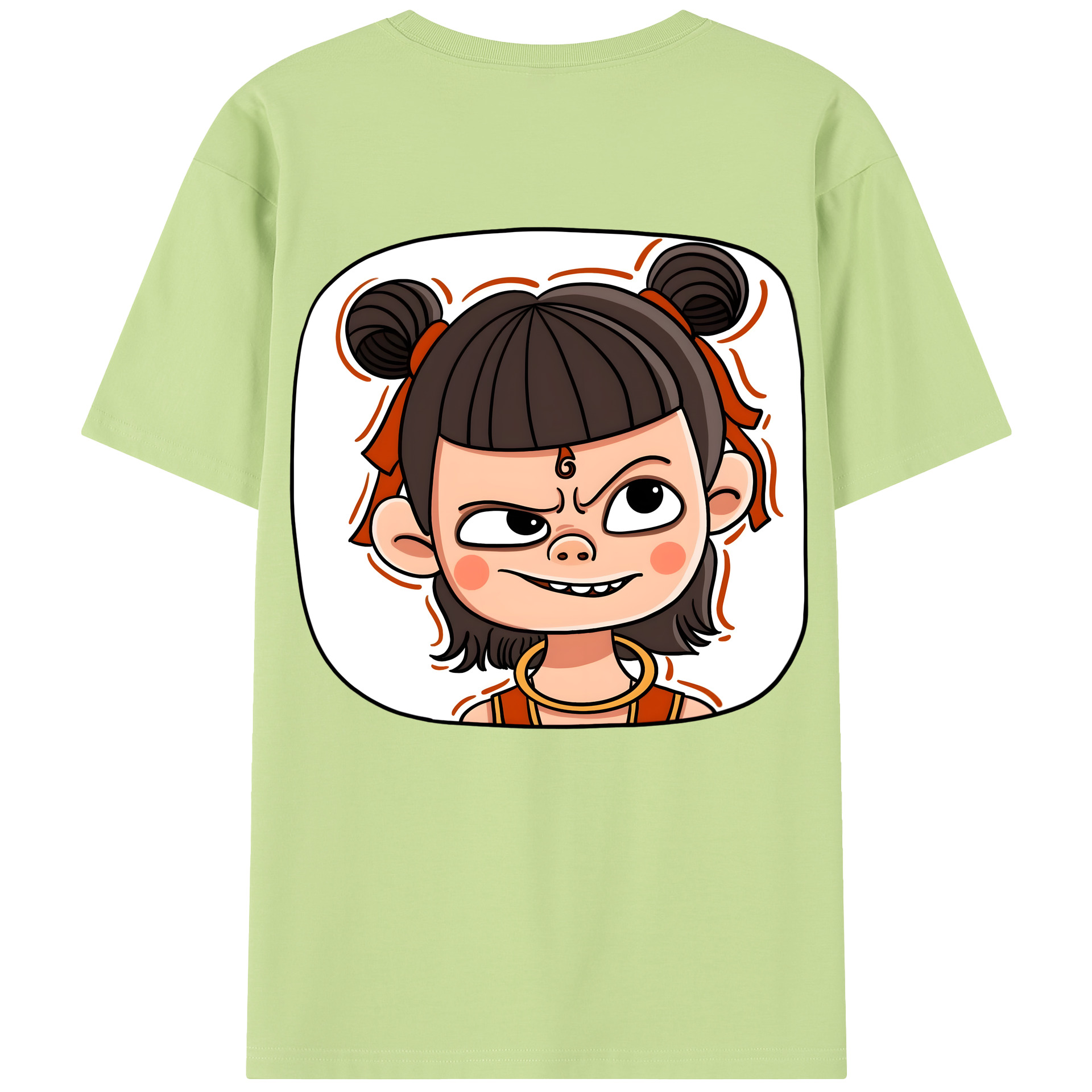 （画像用） Ne Zha 2 ナタ 魔童の大暴れ 綿100％半袖Tシャツ（背面プリント）